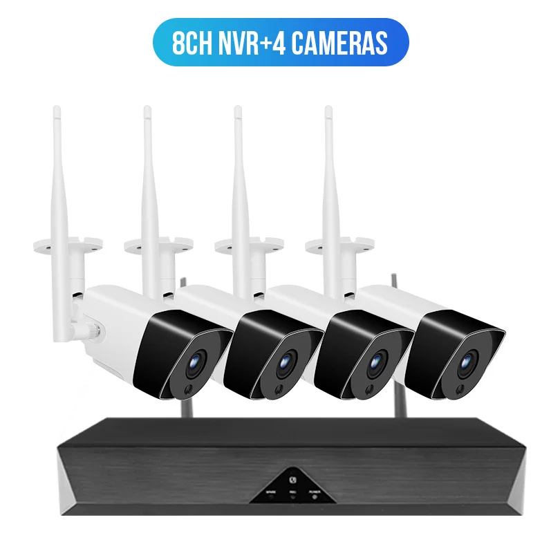 Беспроводная система безопасности Wetrans NVR Wifi 8CH H.265 1080P HD видео наблюдение 2MP комплект наружного видеонаблюдения IP аудио камера - Цвет: 4 Cameras Kit