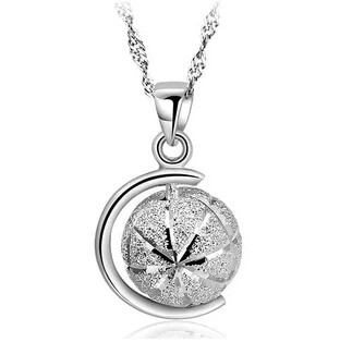 

2015 New arrival fashion rotating ball 925 sterling silver ladies`pendant necklaces Christmas gift promotion