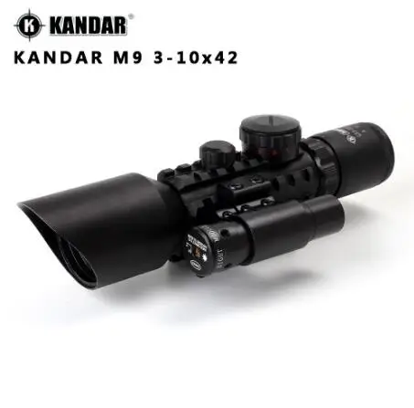 KANDAR M9 3-10x42 Tri-Rail тактический оптический прицел красный зеленый свет Mil-dot Сетка компактный прицел охотничий прицел