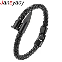 Мужской кожаный браслет для женщин дизайн ногтей простая Пряжка оплетка с веревкой, на цепочке, с подвесками браслеты для женщин Pulseiras Femininas