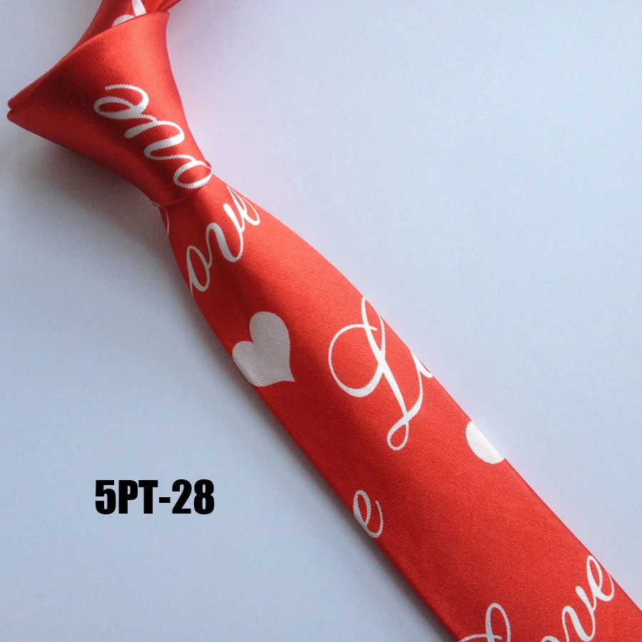 

5cm Young Men Narrow Tie Fashion Grooms Wedding Party Necktie Red with Letter Love