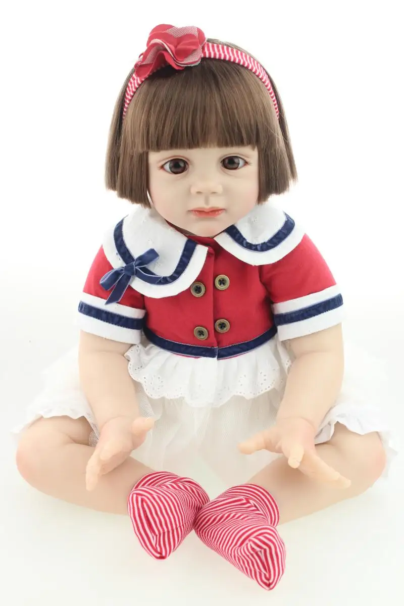 

Soft Silicone Reborn Baby Doll NPK 60 CM Lifelike Babies Boneca Fashion Dolls Simulation of cute little girl Toddler Kids toys