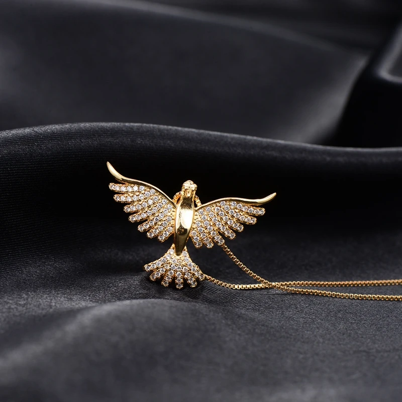 Gold Color Animal Pendant Necklace Paved Cubic Zirconia Stone Eagle Choker Necklace For Women Fashion Jewelry female accessories