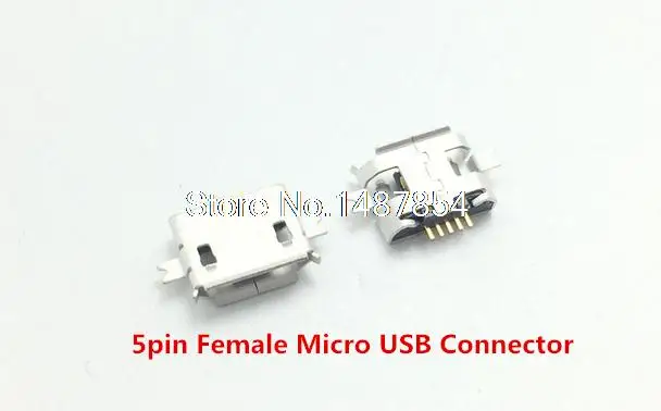 10 шт. 5-контактный гнездовой разъем Micro USB DIP 2 фиксированные ножки широко
