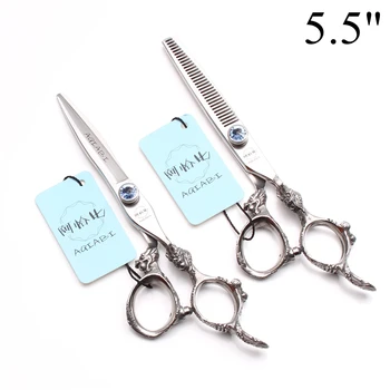 

5.5" 16cm 440C AQIABI Barber Shop Cutting Shears Thinning Scissors Human Hair Scissors Professional Hairdressing Scissors A9108