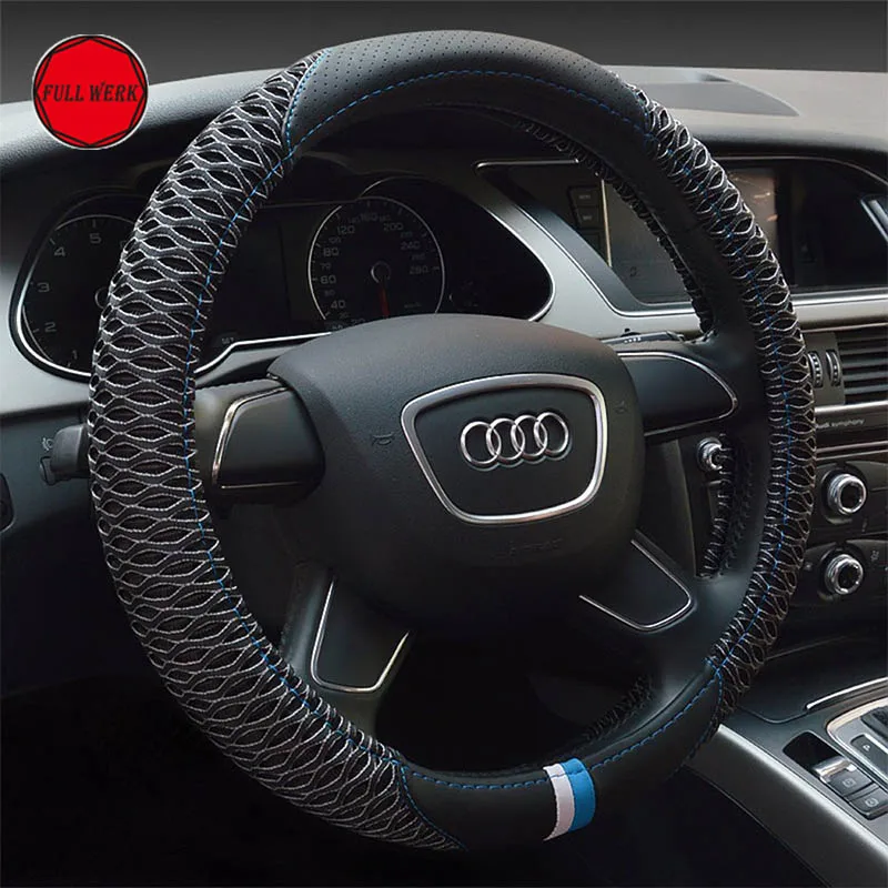 Cool Viscose Fiber Leather Car Steering Wheel Cover 38 cm 15 inch Universal Fit Steering Cover