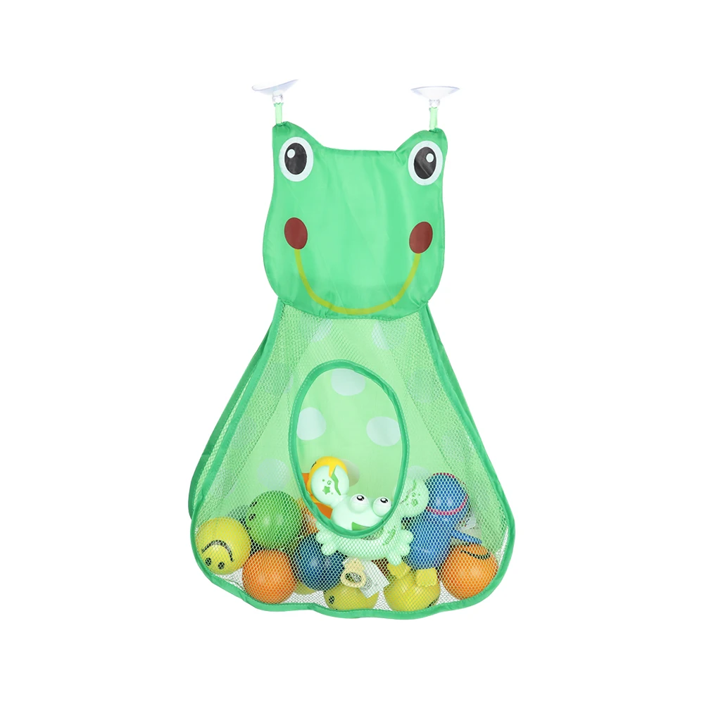 New Cute 1PC Suction Cups Duck Frog Bath Toys Mesh Bag Baby Shower Storage Bathroom Organizer