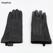 Harppihop модные Перчатки женщин, сторона запястья бабочки украшения, Пояса из натуральной кожи, дамы Перчатки, Женский Перчатки