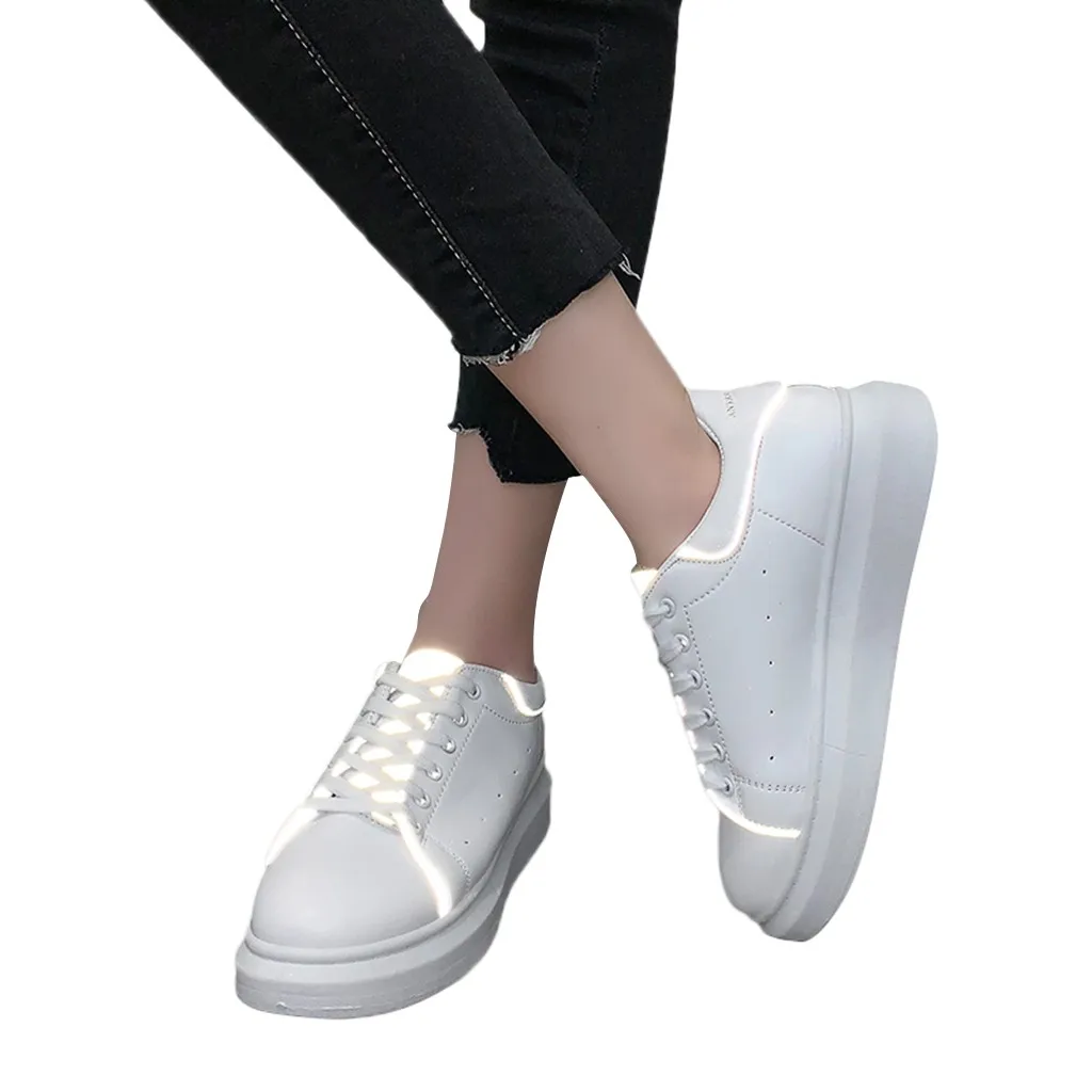 

CHAMSGEND Women's Spring Summer White shoes reflective thick-soled wild sponge cake fashion casual tide shoes comfortable shoes