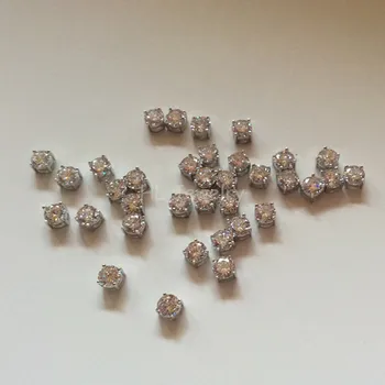 

50PCS/Lot Wholesale 6MM White Clear Round Cubic Zirconia Stone In Silver Frane Cute Charm