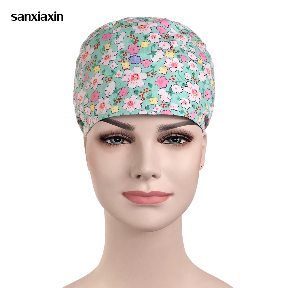 

wholesale Cartoon printing Medical Hospital Laser Eye Operating room Work Cap Elastic Bandage Unisex surgical nurse doctor hat