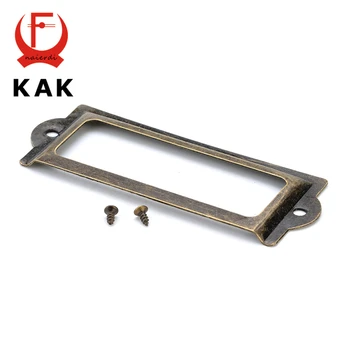

10pcs KAK 82*30mm Handle Antique Brass Label Pull Frame File Name Card Holder For Furniture Cabinet Drawer Box Case Hardware