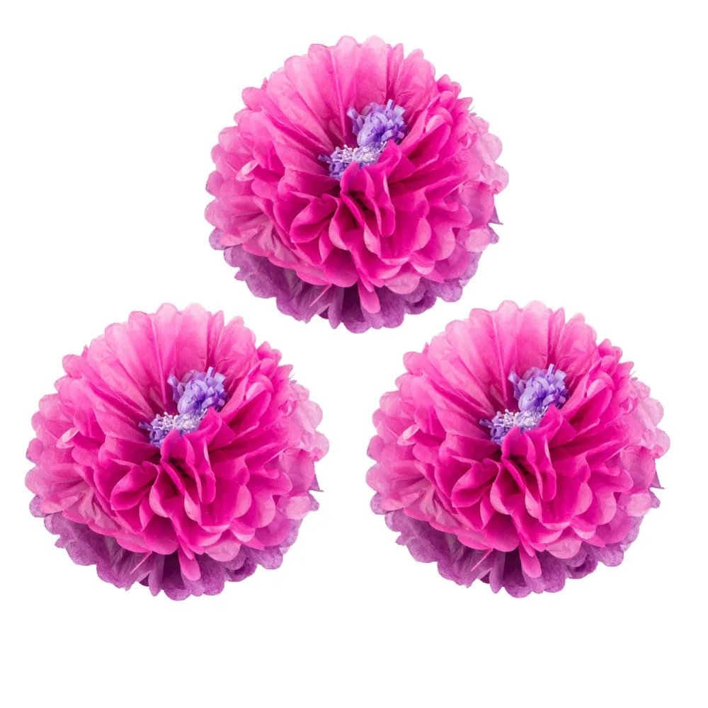 Набор из 3 ткани Бумага Pom цветок тычинки Хрисанф DIY Craft Чай для вечеринки дня