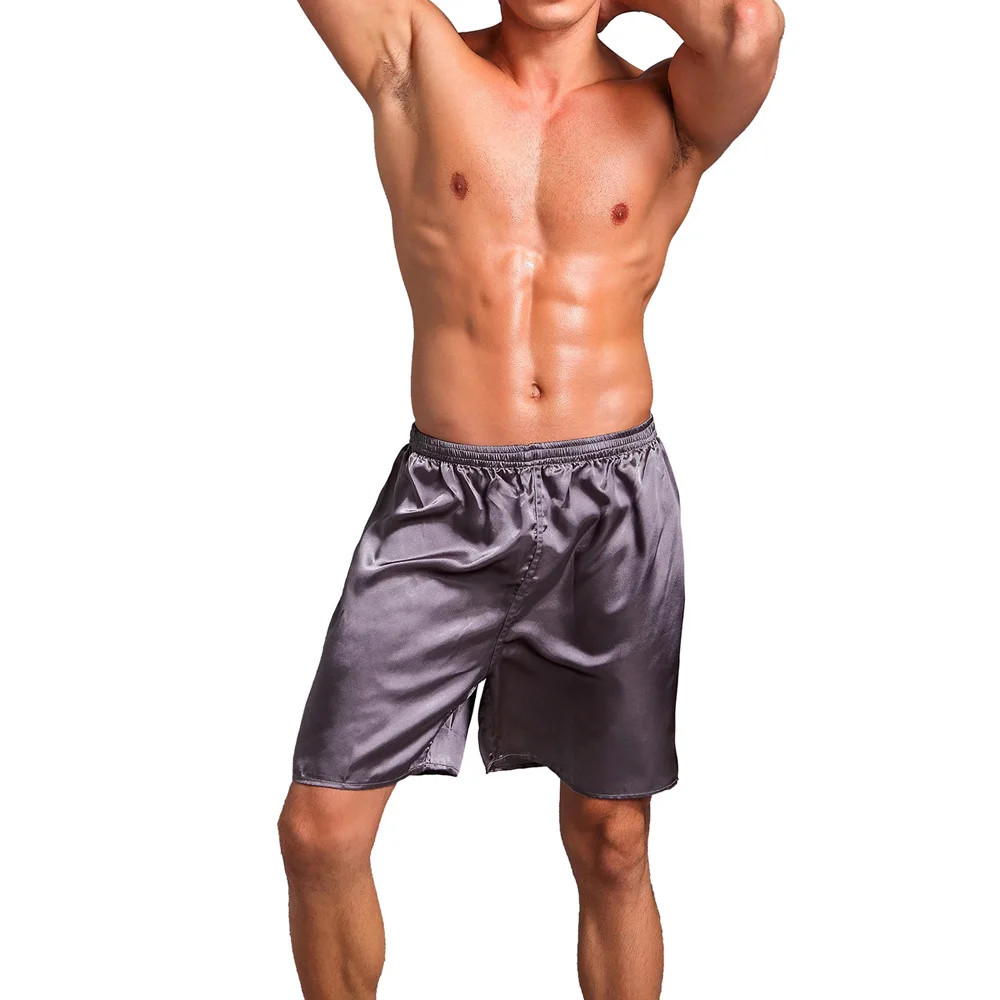 

New Men Satin Silk Pijama Shorts pyjama homme Summer Casual Sleepwear Underwear Pajama Sexy Loose Boxer Nightwear Underpants