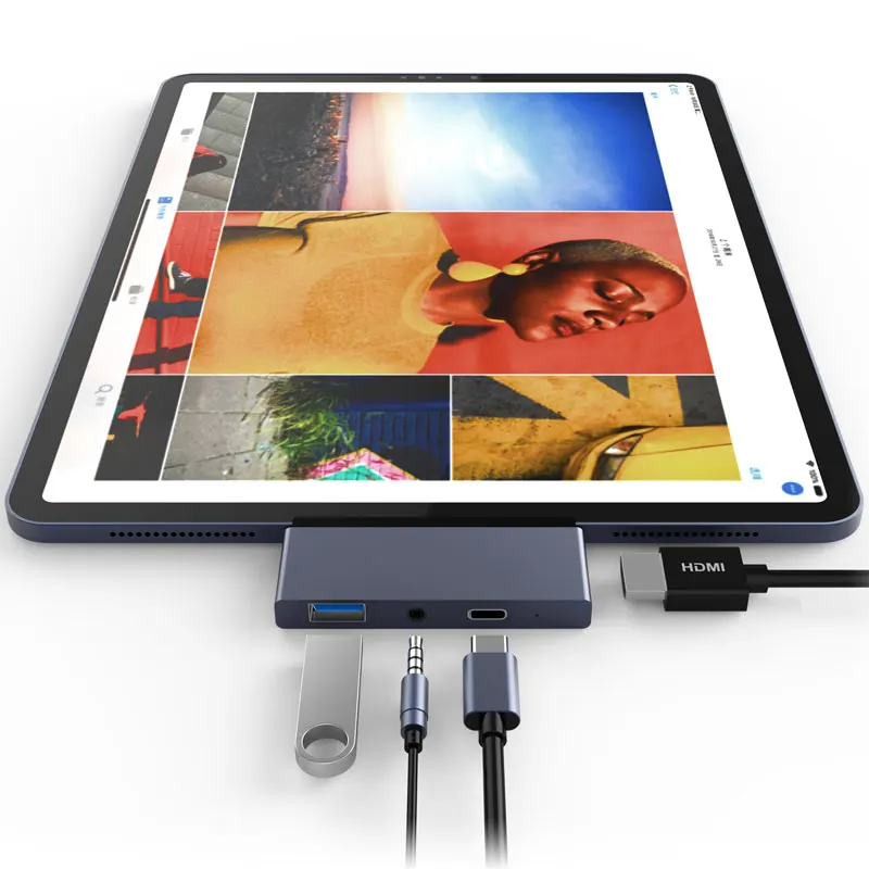 

EASYA USB C Hub Dock Thunderbolt 3 Adapter with PD HDMI USB 3.0 Jack 3.5mm Headphone for iPad Pro Macbook Pro/Air 2018 Type-C