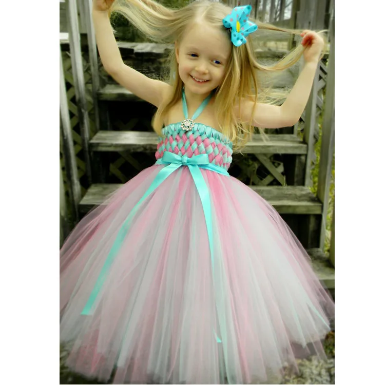 Роскошный Платье принцессы для девочек с цветочным рисунком дети производительность Вечернее платье Руководство Weave толстый и