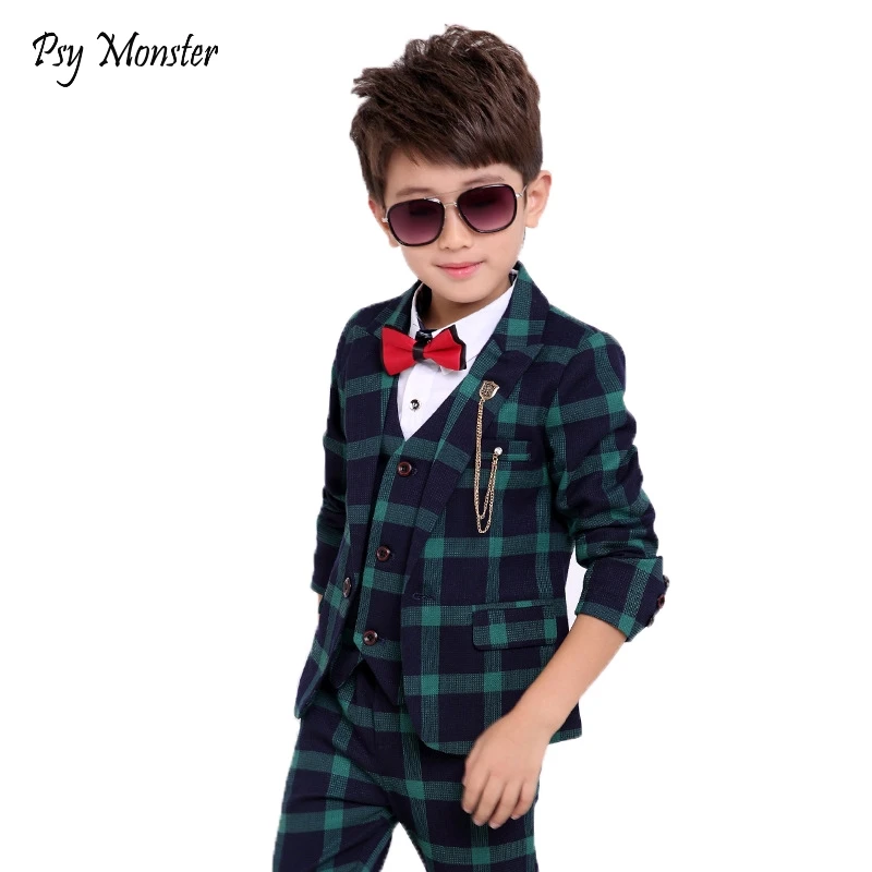 Flower Boys Formal School Suits for Weddings Boys Brand Plaid Blazer Vest Pants 3pcs Tuxedo Kids Prom Party Dress Clothing Sets Flower Boys Formal School Suits for Weddings Boys Brand Plaid Blazer Vest Pants 3pcs Tuxedo Kids Prom Party Dress Clothing Sets