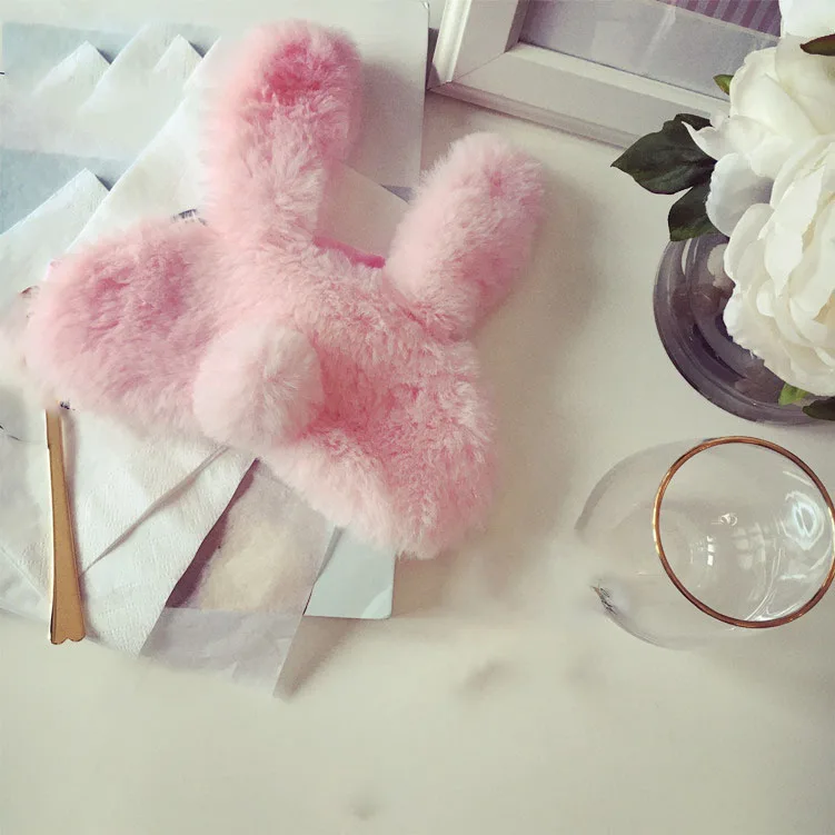 

1PC Cute Plush Rabbit Powder Rabbit Ear Goggles Relaxation Sleep Eye Sleep Mask Deep Sleep Eye Mask Eye Mask Care Tool