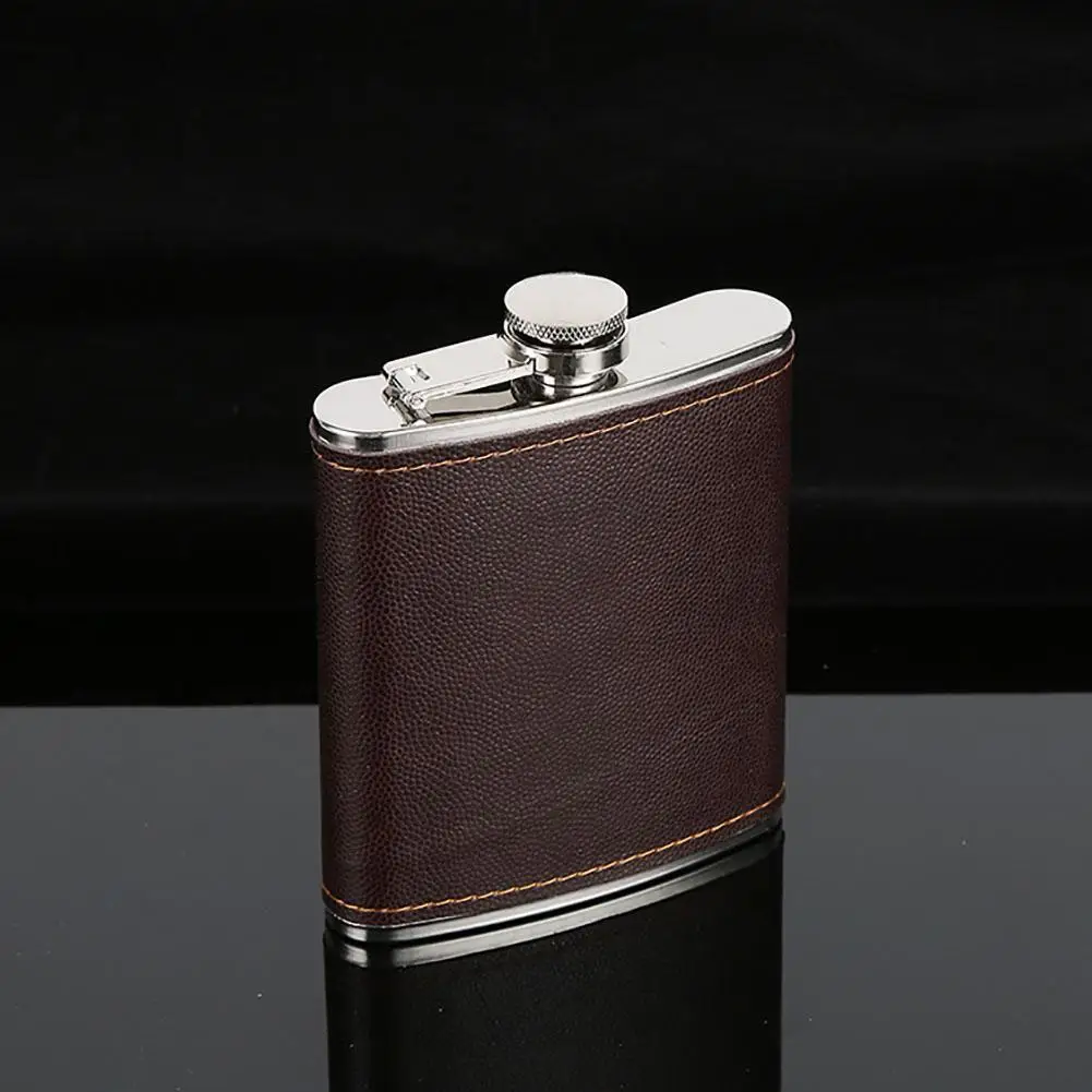 

New Men Faux Leather Wrapped Stainless Steel Vodka Whiskey Alcohol Hip Flask 5-9oz/146.5-263.7ml Drop Shipping hot