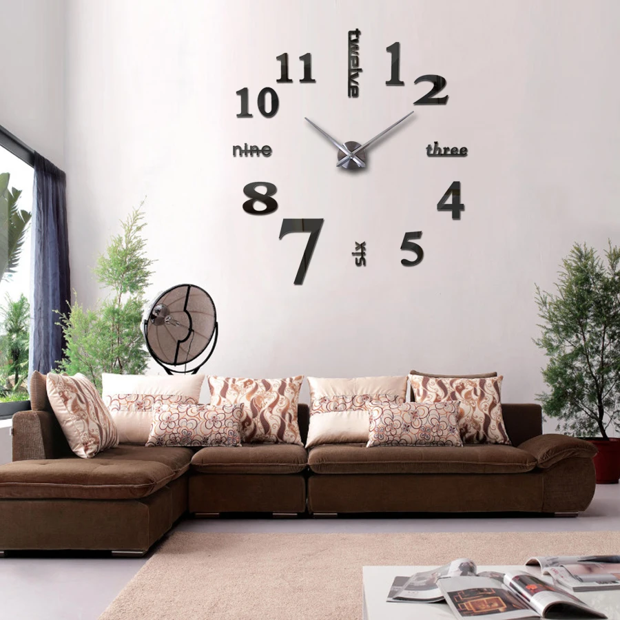 new fashion diy acrylic mirror wall clock europe 3d big quartz watch still life clocks living room home decoration stickers