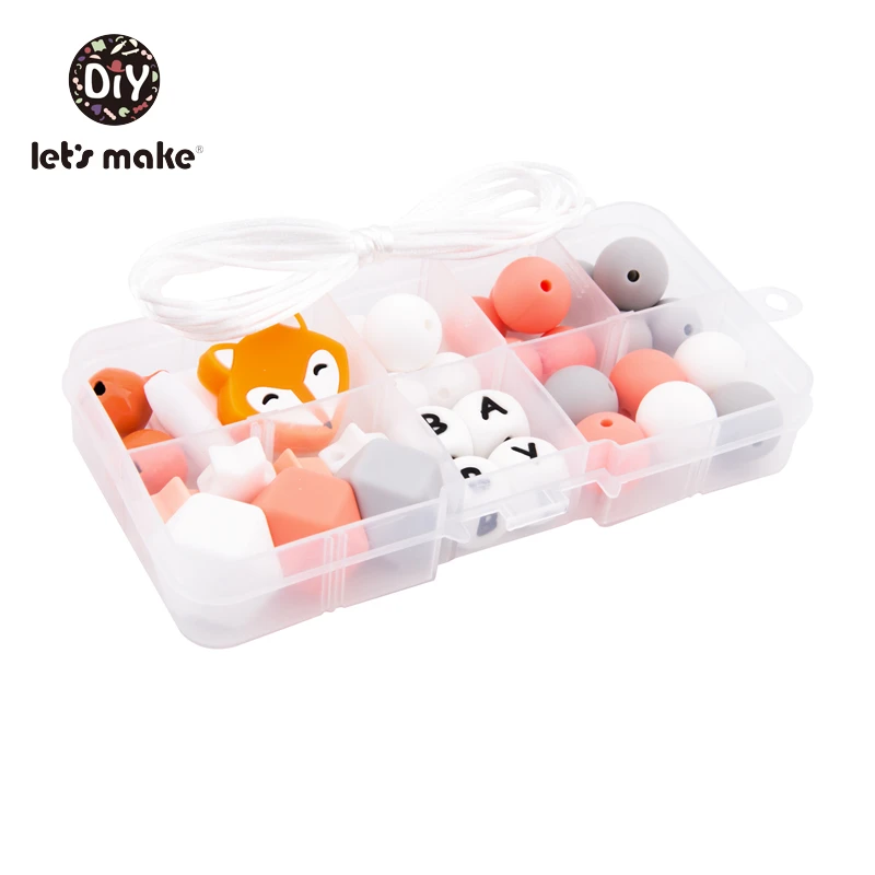 

Let's Make Silicone Beads Bpa Free Hexagon Bead Set Diy Pacifier Chain Rabbit Dog Teething Toys Food Grade Silicone Baby Teether