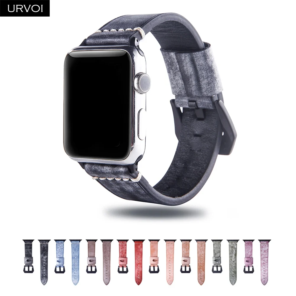 URVOI ремешок для apple watch series 6 5 4 3 2 1 SE прочный из натуральной кожи iwatch браслет белый