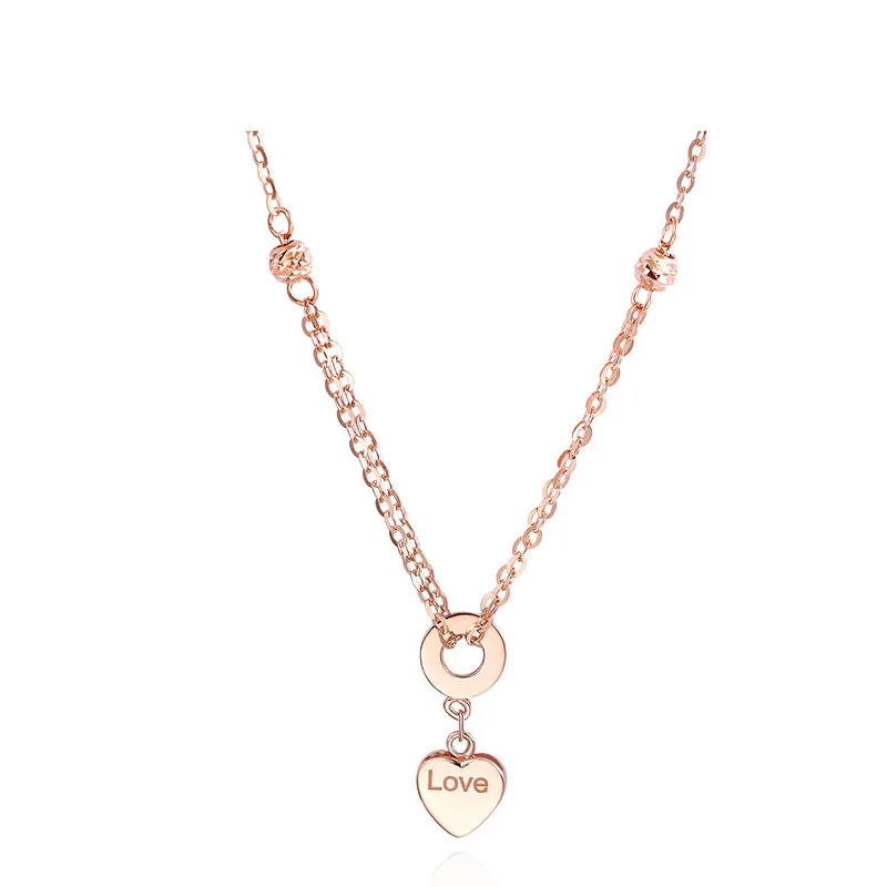 

Boraizy Romantic 18KT Pure Gold AU750 Rose Color Heart Charm Necklace Pendant For Women Female Girl Fine Jewelry Gift Party