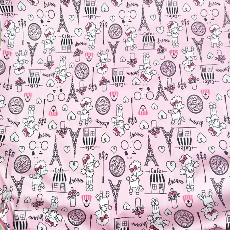 145 см широкий розовый мультфильм Пудель Собака Хлопок Ткань мультфильм Пудель печатных ткань швейный материал Diy одежда для малышей платье