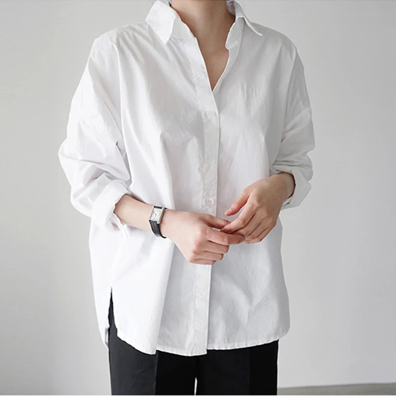 

Casual Loose Spring Single Breasted Women Blouses Tops Full Sleeve Turn-down Collar White Blouse Shirt Female Shirts 2019 Summer