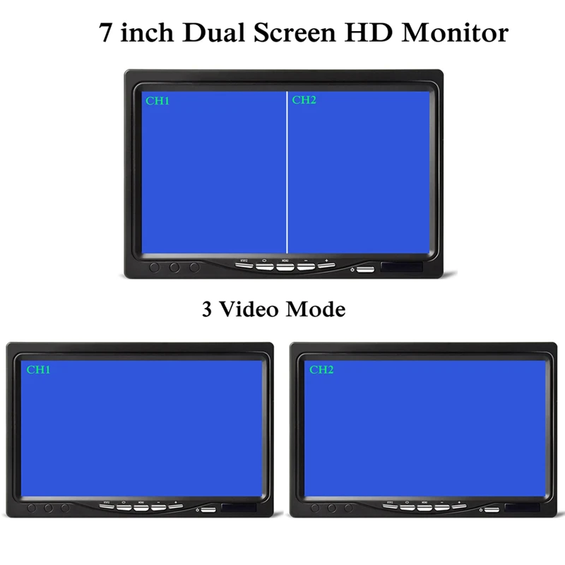 YuanTing 7 дюймов двойной экран монитор 4Pin видео вход приборной панели для автомобиля грузовика RV автобус заднего вида камера система 12 в 24 В