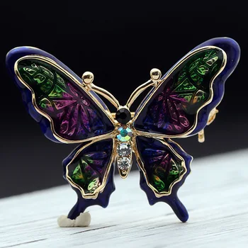 

12pcs/lot Wholesale Double layer Colorful Enamel Butterfly Brooch Nice Korean Design Hijab Accessory Cute Bags Jewelry Broches