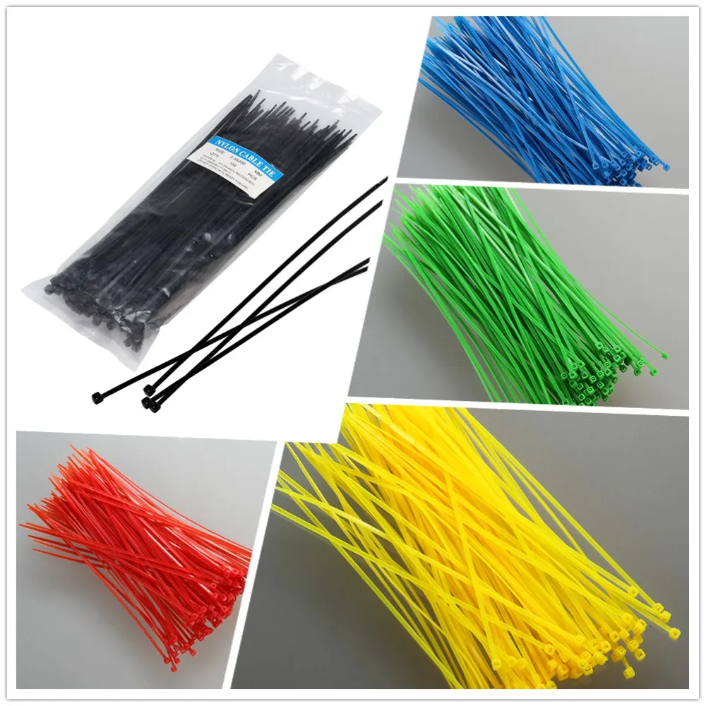 

100QTY 5 Color Cable Tie Bar Plastic Self-Locking Nylon Wire Zip Ties Steggel Tie Zap Strap Zip Fastener
