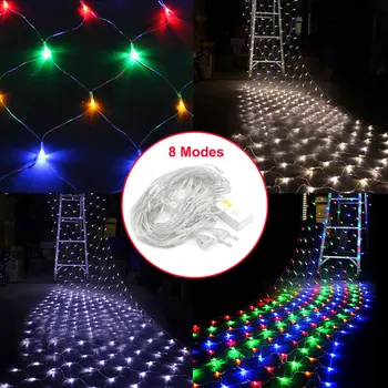 

3x2m 1.5x1.5m LED Net Mesh String Light 8 Mode Flicker Fairy Light Lamps Christmas Wedding Party Decoration Lighting EU US Plug