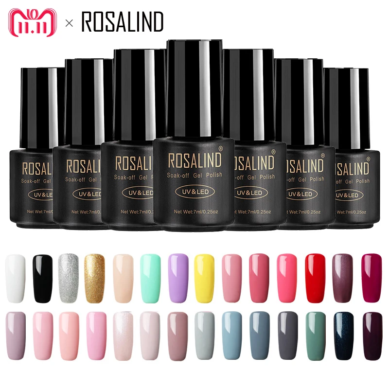 ROSALIND HOT SALE 29 COLORS 7ML Gel Nail Polish Set For Nail Extension Manicure Gel Varnishes Nail Art Design Top Base Soak Off