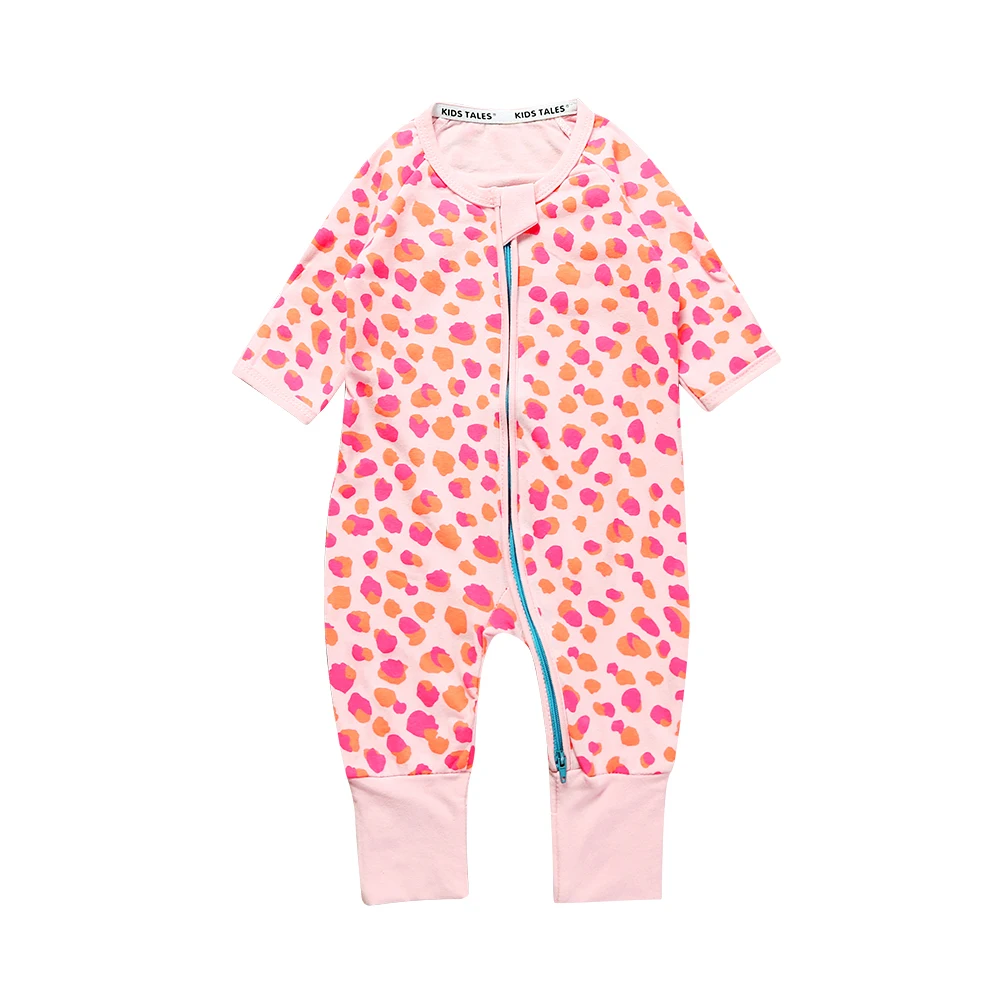 Детская одежда для новорожденных, комбинезон с круглым вырезом и рисунком на молнии, осенний костюм для малышей 0-24 месяцев, Пижама для маленьких мальчиков и девочек