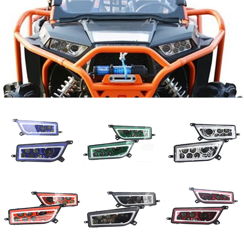 

Polaris RZR Headlights LED RGB Halo Kit Multicolor RGB Halo Angle Eyes APP Bluetooth Remote Auto Accessories ATV LED Headlight