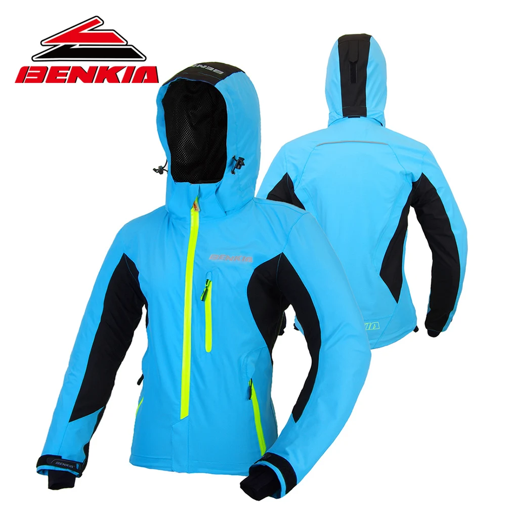 

BENKIA Motorcycle Jacket Motocross Denim Jacket For Women Wind Coat Removable Hooded Female Moto Jacket Protection JS-W12