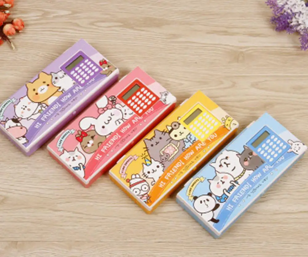 

2019 multi-function pencil case with calculator pencil case student creative pencil case storage pen box