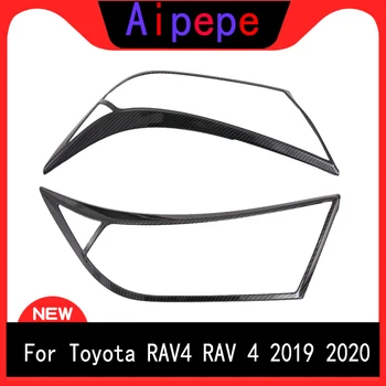 

For Toyota RAV4 2019 2020 2PCS Sticker Black Color Front Head Headlight Lights Trim Cover Decoration Exterior Car Accessories