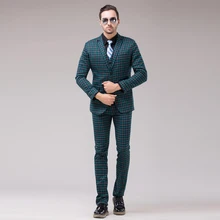 Мужской Клетчатый костюм в зеленую клетку, 3 предмета, мужские свадебные смокинги, приталенные Женихи, terno masculino casa, мужской костюм, homme mariage
