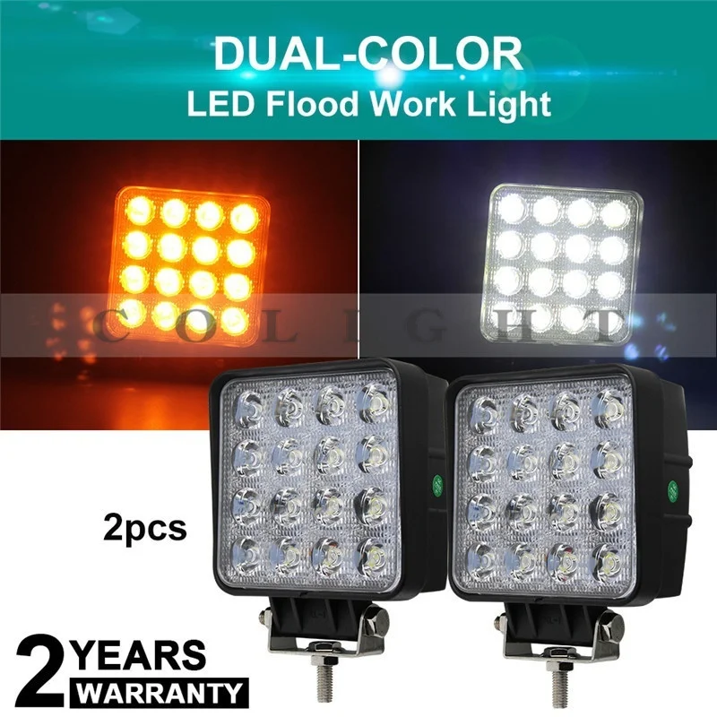 

CO LIGHT 4.3" 48W Square LED Work Light Dual-color Flood Beam Driving Fog Lamp for Offroad Truck Tractor Lada 6500K 3000K 9-32V