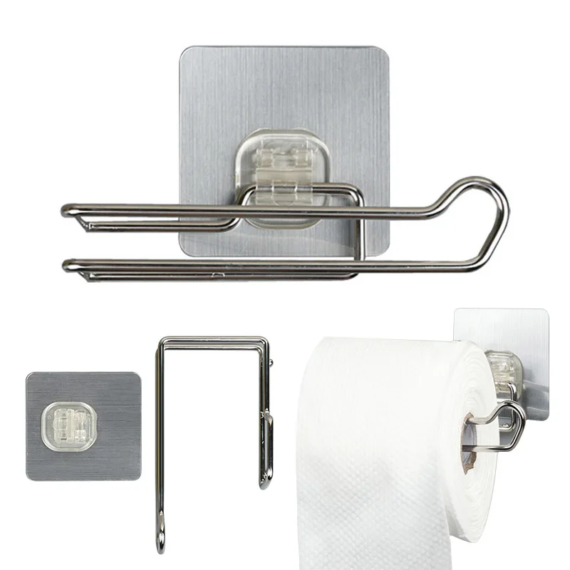 

Bathroom Toilet Roll Paper Holder Wall Mount Stainless Steel Bathroom WC Paper Phone Holder with Storage Shelf Rack