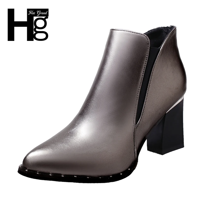 

HEE GRAND Winter Crystal Fashion Boots 2019 Sexy Pointed Toe Ankle Boots High Heel Color Silver Shoes Women Size 35-39 XWX6442