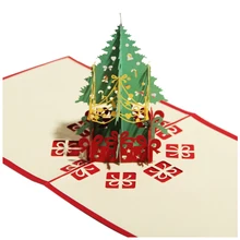 Merry Christmas Tree Винтаж 3D лазерная резка всплывающая бумага ручной работы на заказ поздравительные открытки Рождественские подарки сувенирные открытки