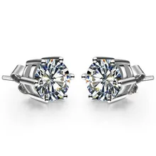 Etnic стиль шесть крапанов 2 карата/шт чистый 750 белого золота Moissanite серьги-гвоздики эффектные женские свадебные юбилейные серьги
