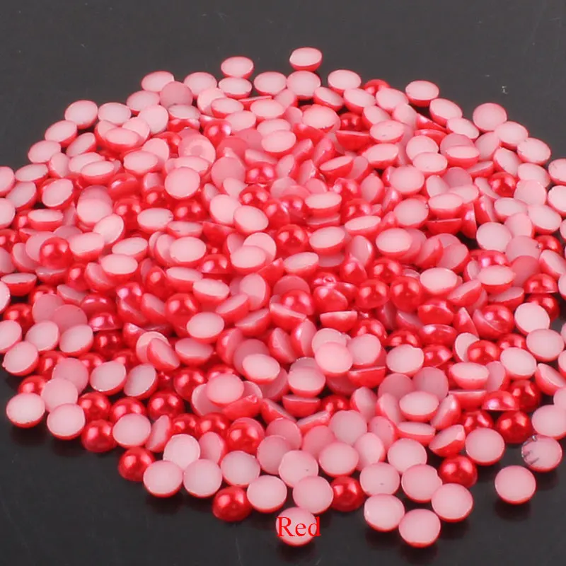 

1000Pcs 2-5mm Flatback Half Round Red Beads for Jewelry ABS Rhinestones Crystals Applique Imitation Pearl Beads Wedding Decor E