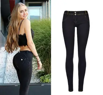 

Elastic Fitness Slim Pants Women Sport Trousers Low Waist Denim Pants Sports Wear For Women Black Stretch Skinny Trouser D140