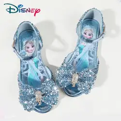 Disney/Детская летняя обувь для девочек из искусственной кожи/со стразами; сандалии для маленьких девочек; тонкие туфли; Sandalia Infantil