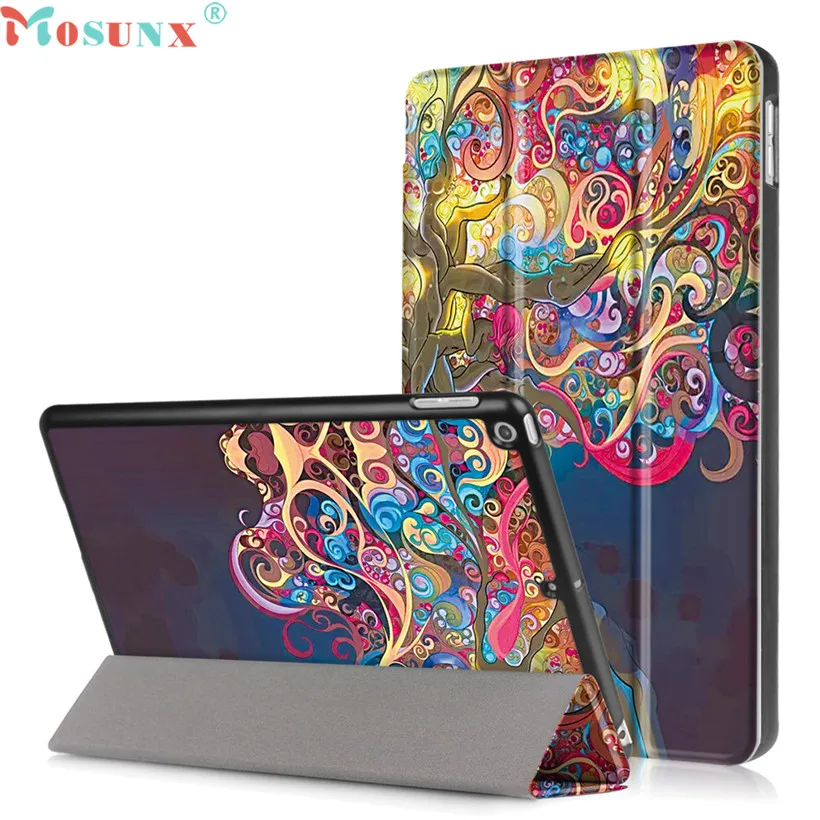 

Mosunx Advanced tablet  Intelligent Sleep Folding Stand Painted Leather Case Cover For NEW Apple ipad 9.7Inch 2017  1PC