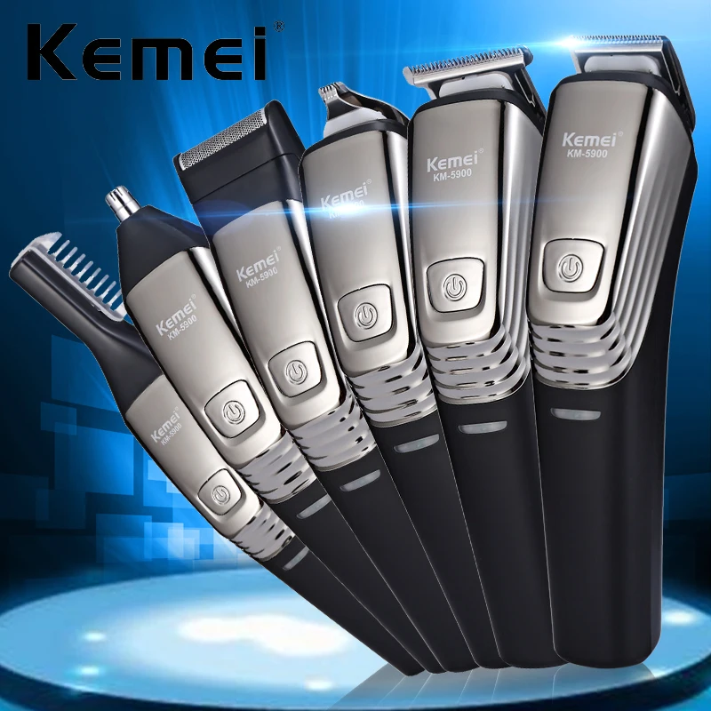 Kemei 5900 Powerful Hair Trimmer Titanium Clipper Rechargeable Razor Nose Trimmer 6 In1 Men's